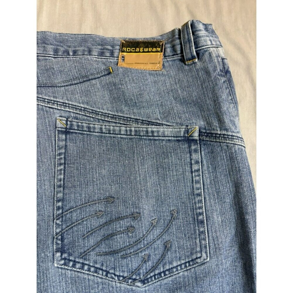 Vintage Rocawear Shorts Mens 40 Jean Blue Y2K Streetwear Wide Leg Baggy - Picture 7 of 8